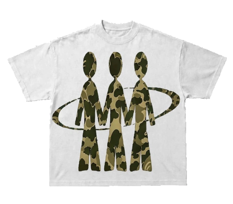 Camisa Regular "White with Green Camouflage"